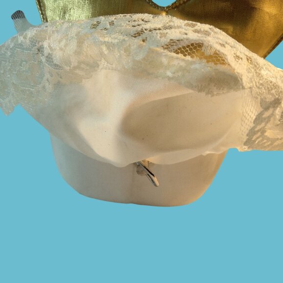 Plush Angel Doll Music Box Movement Satin Lace Gold Wings Hark The Angels Sing - Picture 11 of 12